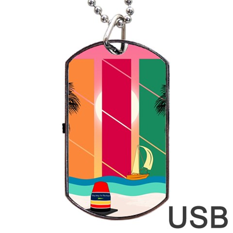 Digital Graphic Clip Art Beach Dog Tag USB Flash (One Side) from ArtsNow.com Front