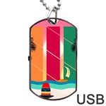 Digital Graphic Clip Art Beach Dog Tag USB Flash (Two Sides)