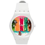 Digital Graphic Clip Art Beach Round Plastic Sport Watch (M)