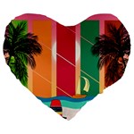 Digital Graphic Clip Art Beach Large 19  Premium Heart Shape Cushions