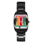 Digital Graphic Clip Art Beach Stainless Steel Barrel Watch