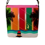 Digital Graphic Clip Art Beach Flap Closure Messenger Bag (L)