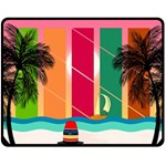 Digital Graphic Clip Art Beach Two Sides Fleece Blanket (Medium)