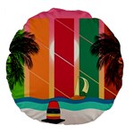 Digital Graphic Clip Art Beach Large 18  Premium Flano Round Cushions