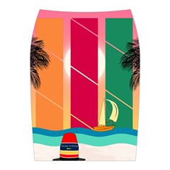 Digital Graphic Clip Art Beach Midi Wrap Pencil Skirt from ArtsNow.com Back