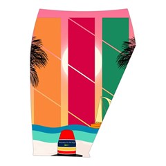 Digital Graphic Clip Art Beach Midi Wrap Pencil Skirt from ArtsNow.com  Front Right 