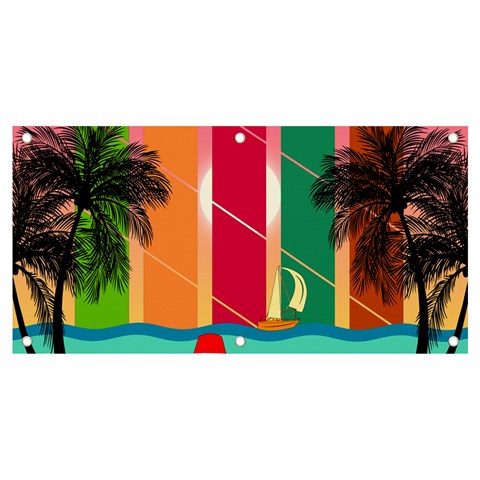 Digital Graphic Clip Art Beach Banner and Sign 4  x 2  from ArtsNow.com Front