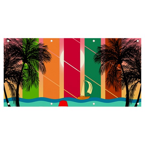 Digital Graphic Clip Art Beach Banner and Sign 8  x 4  from ArtsNow.com Front