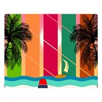 Digital Graphic Clip Art Beach Premium Plush Fleece Blanket (Large)