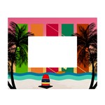 Digital Graphic Clip Art Beach White Tabletop Photo Frame 4 x6 