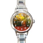 Forest Woods Autumn Nature Round Italian Charm Watch