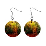 Forest Woods Autumn Nature Mini Button Earrings