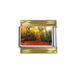 Forest Woods Autumn Nature Gold Trim Italian Charm (9mm)