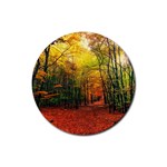 Forest Woods Autumn Nature Rubber Coaster (Round)