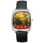 Forest Woods Autumn Nature Square Metal Watch