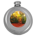 Forest Woods Autumn Nature Round Hip Flask (5 oz)