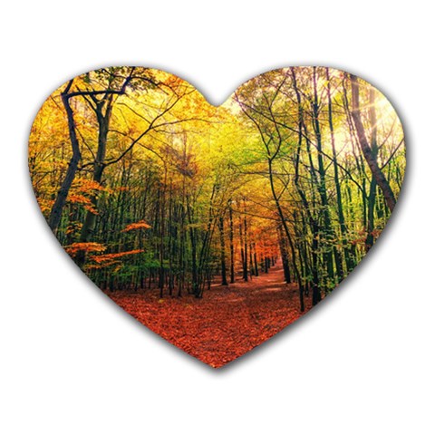 Forest Woods Autumn Nature Heart Mousepad from ArtsNow.com Front