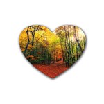 Forest Woods Autumn Nature Rubber Coaster (Heart)