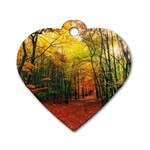 Forest Woods Autumn Nature Dog Tag Heart (One Side)