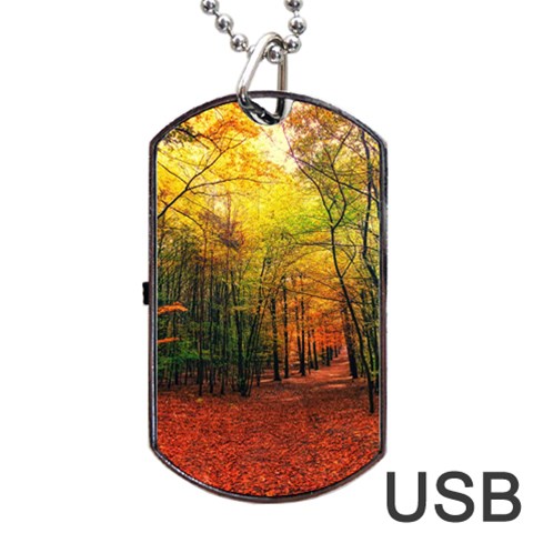 Forest Woods Autumn Nature Dog Tag USB Flash (One Side) from ArtsNow.com Front