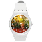 Forest Woods Autumn Nature Round Plastic Sport Watch (M)