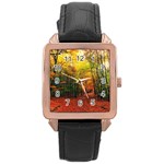 Forest Woods Autumn Nature Rose Gold Leather Watch 