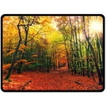 Forest Woods Autumn Nature Two Sides Fleece Blanket (Large)