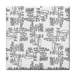 Blackboard Algorithms Black and White Pattern Tile Coaster