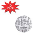 Blackboard Algorithms Black and White Pattern 1  Mini Magnet (10 pack) 