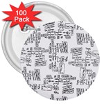 Blackboard Algorithms Black and White Pattern 3  Buttons (100 pack) 