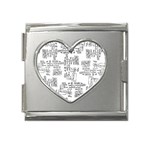 Blackboard Algorithms Black and White Pattern Mega Link Heart Italian Charm (18mm)