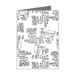 Blackboard Algorithms Black and White Pattern Mini Greeting Card