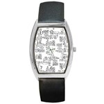 Blackboard Algorithms Black and White Pattern Barrel Style Metal Watch