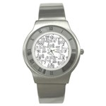 Blackboard Algorithms Black and White Pattern Stainless Steel Watch