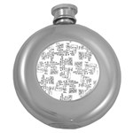 Blackboard Algorithms Black and White Pattern Round Hip Flask (5 oz)