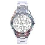 Blackboard Algorithms Black and White Pattern Stainless Steel Analogue Watch