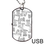 Blackboard Algorithms Black and White Pattern Dog Tag USB Flash (Two Sides)