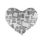 Blackboard Algorithms Black and White Pattern Standard 16  Premium Heart Shape Cushions