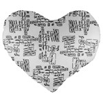 Blackboard Algorithms Black and White Pattern Large 19  Premium Heart Shape Cushions