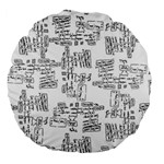 Blackboard Algorithms Black and White Pattern Large 18  Premium Flano Round Cushions