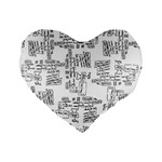 Blackboard Algorithms Black and White Pattern Standard 16  Premium Flano Heart Shape Cushions