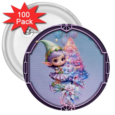 Christmas elf 3  Buttons (100 pack)  from ArtsNow.com Front