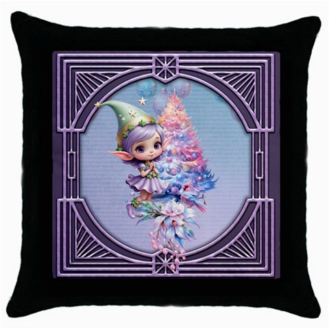 Christmas elf Throw Pillow Case (Black) from ArtsNow.com Front