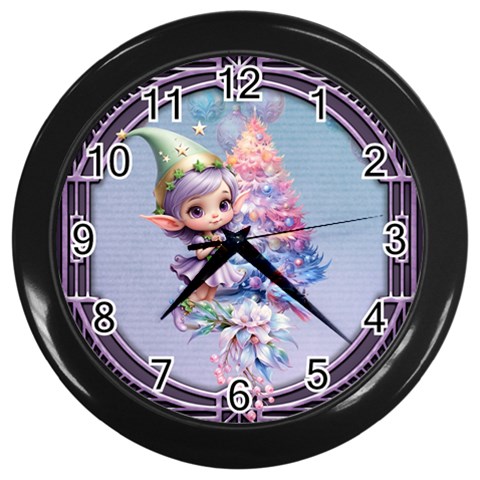 Christmas elf Wall Clock (Black) from ArtsNow.com Front