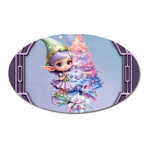 Christmas elf Oval Magnet from ArtsNow.com Front