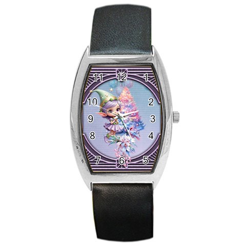 Christmas elf Barrel Style Metal Watch from ArtsNow.com Front