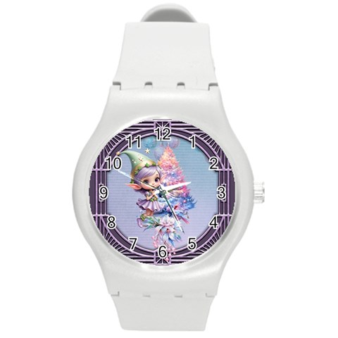 Christmas elf Round Plastic Sport Watch (M) from ArtsNow.com Front