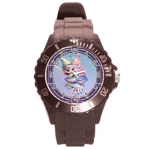 Christmas elf Round Plastic Sport Watch (L) from ArtsNow.com Front