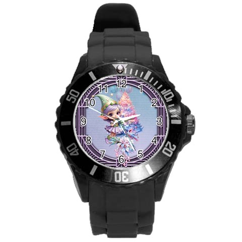 Christmas elf Round Plastic Sport Watch (L) from ArtsNow.com Front