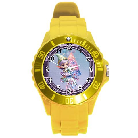 Christmas elf Round Plastic Sport Watch (L) from ArtsNow.com Front